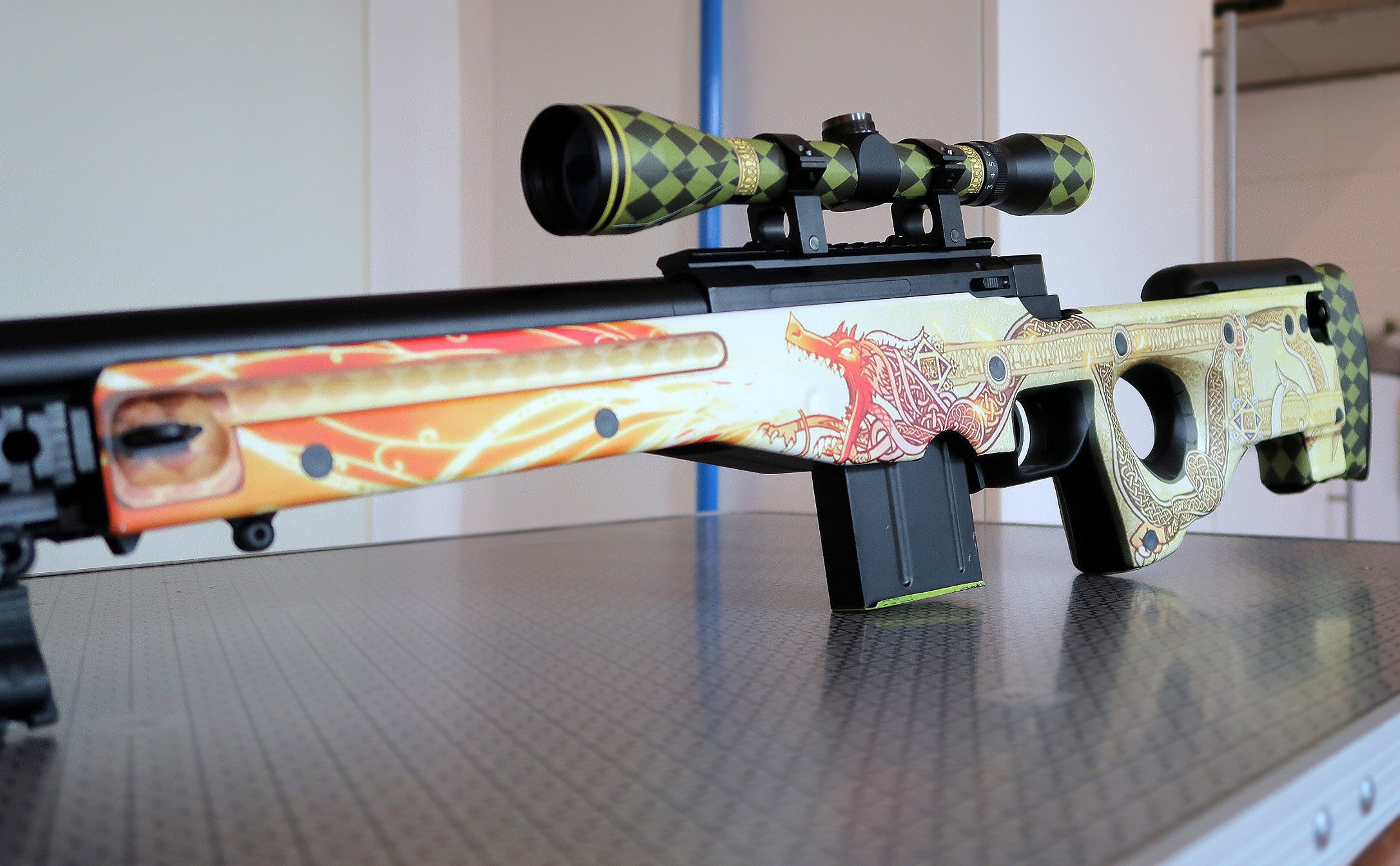 AWP Dragon Lore vinyl decal for L96 airsoft models - Silo Entertainment